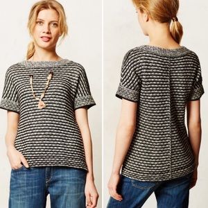 anthro | field flower greta striped sweater xs